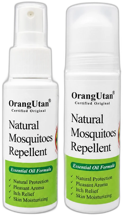 OrangUtan Natural Mosquitoes Repellent Essential Oil Formula, Spray dan Roll-On